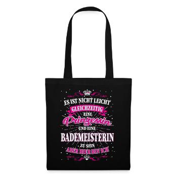 Bademeisterin und Prinzessin T-Shirt - Stoffbeutel - Schwarz - Vorne
