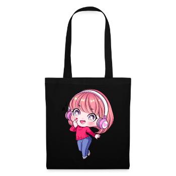 Kpop Anime Mädchen Finger Herz Saranghae Kawaii - Stoffbeutel - Schwarz - Vorne