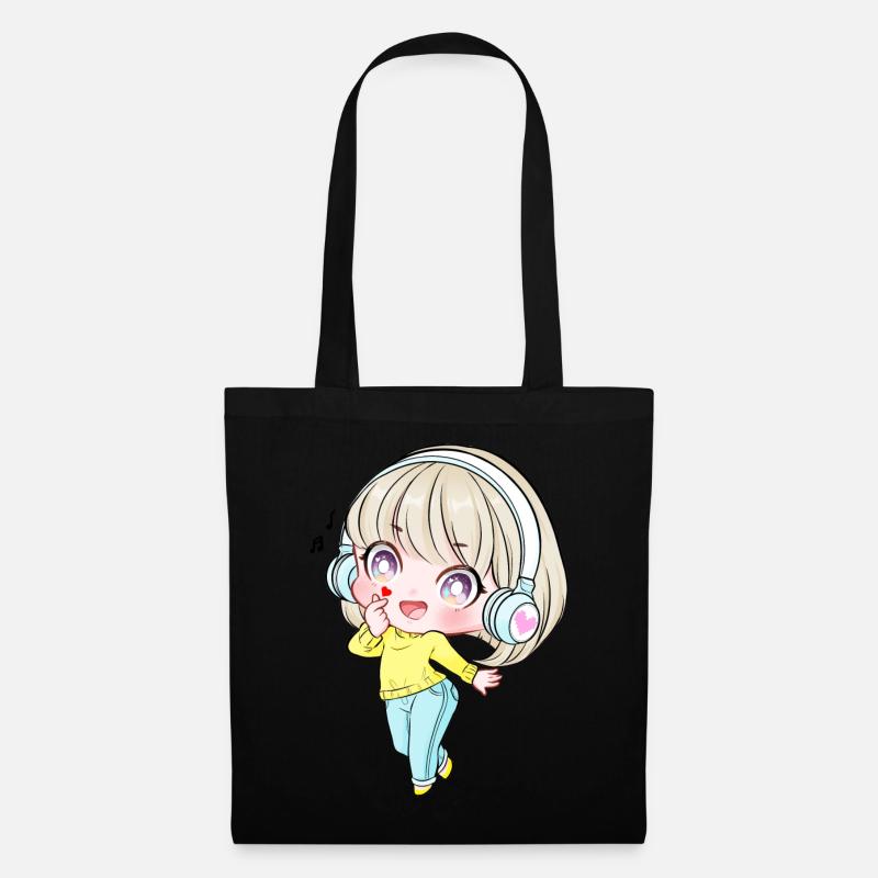 Kpop Anime Mädchen Finger Herz Saranghae Kawaii - Stoffbeutel - Schwarz