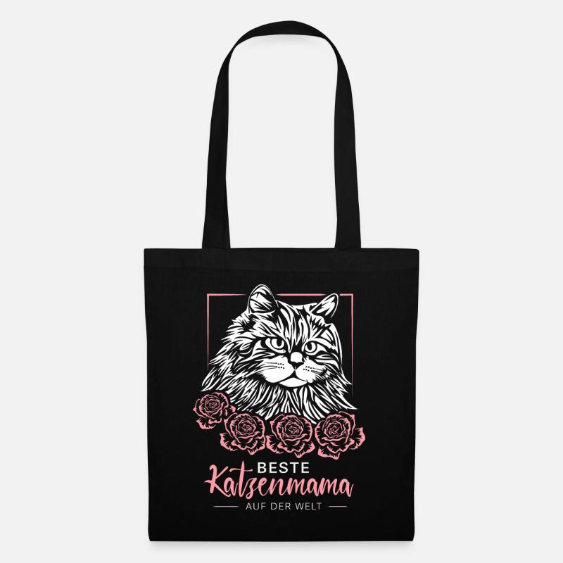 Beste Katzenmama Geschenk Katzenliebhaber Katzen - Stoffbeutel - Schwarz