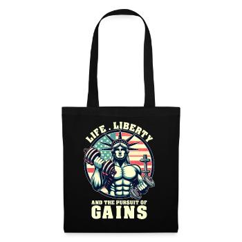 Life Liberty Pursuit of Gains Funny Workout Weight - Tote Bag - black - Front