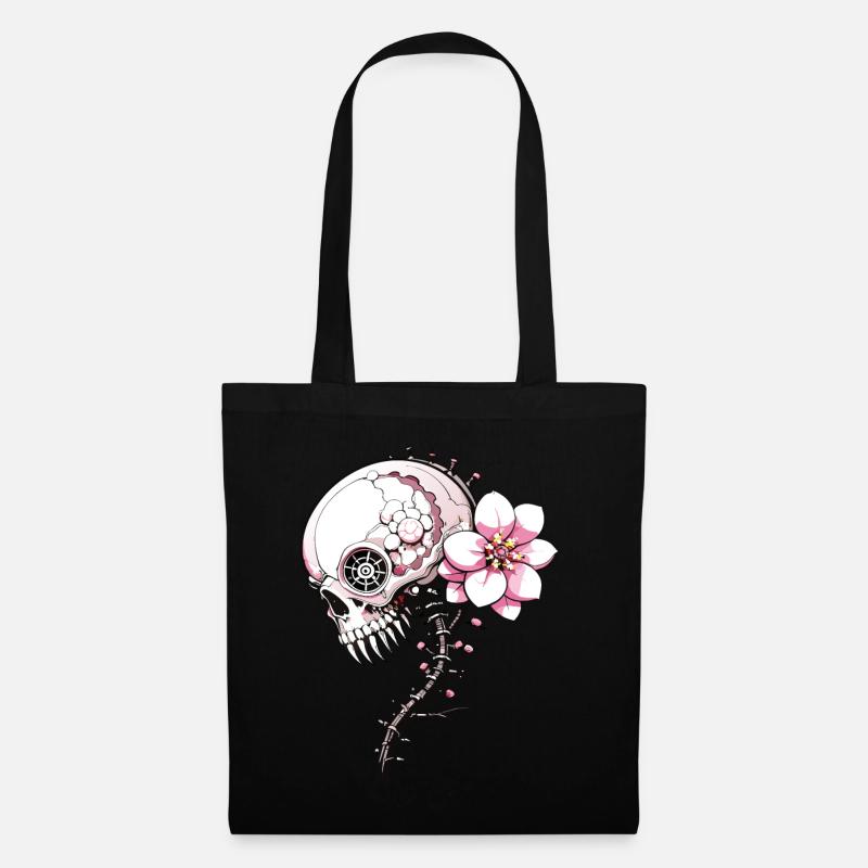 Sakura Skull // Totenkopf Kirschblüte FS0146 - Stoffbeutel - Schwarz