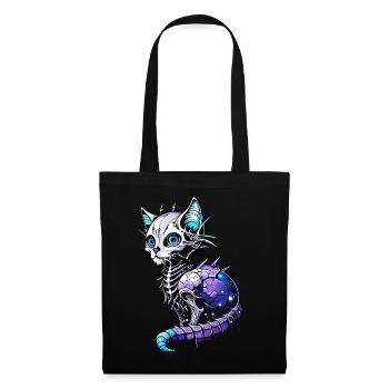 Moon-Cat Skull // Skull Cat // Meow FS0173 - Tote Bag - black - Front