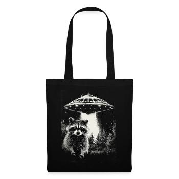 Funny Raccoon UFO - Tote Bag - black - Front