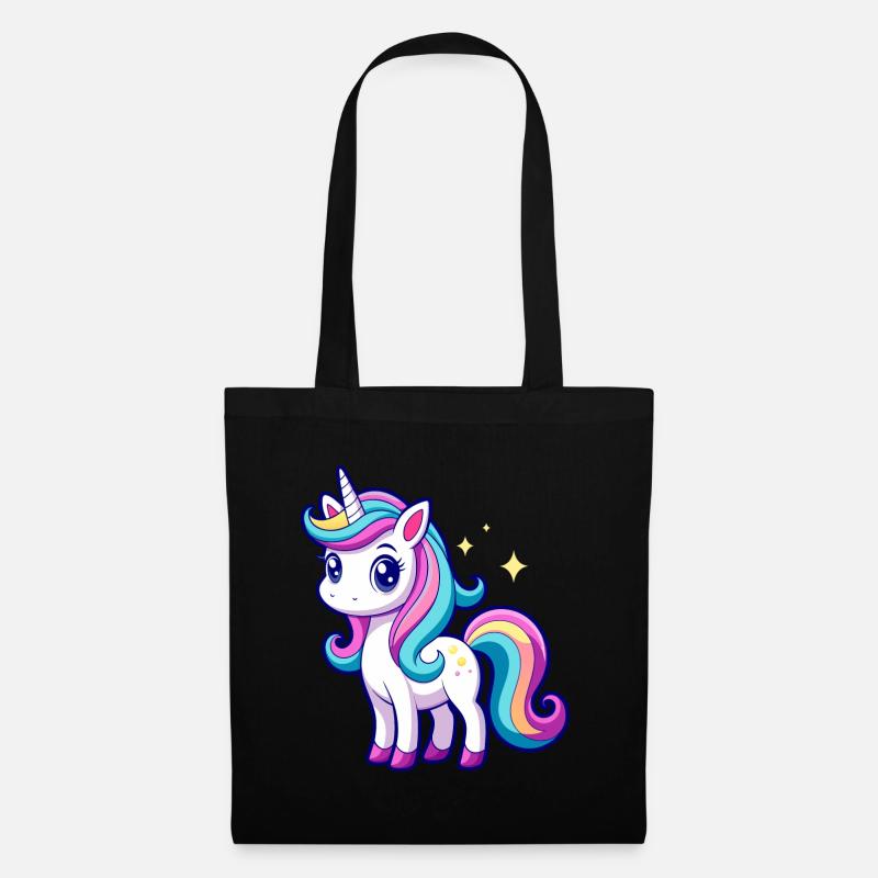 Süßes Regenbogen-Einhorn - Stoffbeutel - Schwarz