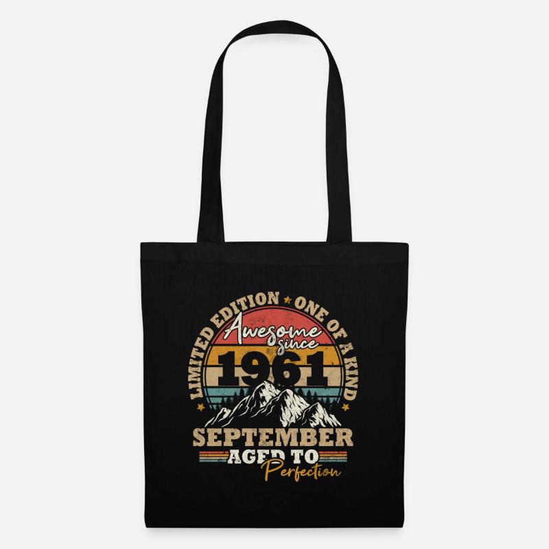 September 1961 Vintage Retro Geburtstagsgeschenk - Stoffbeutel - Schwarz