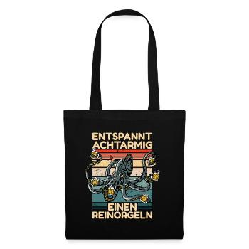 Entspannt Achtarmig Einen Reinorgeln Oktopus Meer - Stoffbeutel - Schwarz - Vorne