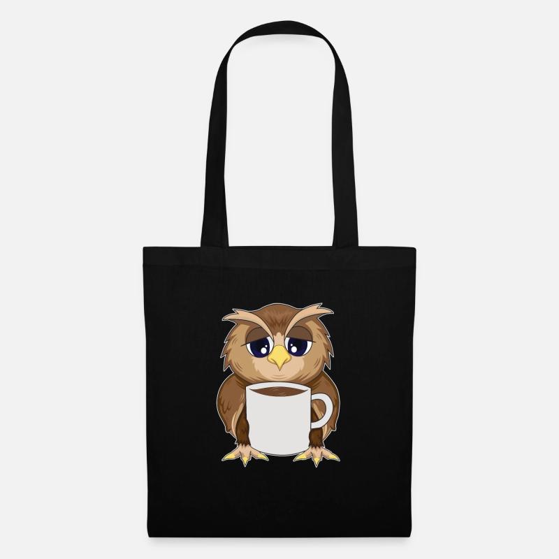 Up Owl Night Nachteule Eule Kaffee Coffee Nerd - Stoffbeutel - Schwarz