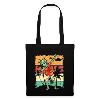 Dabbing Alien Retro Beach Geschenk Design Idee - Stoffbeutel - Schwarz - Vorne