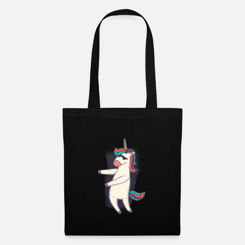 cooles Einhorn tanzt mit Sonnenbrille - Stoffbeutel - Schwarz