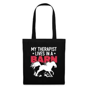 My Therapist Live In A Barn - Stoffbeutel - Schwarz - Vorne
