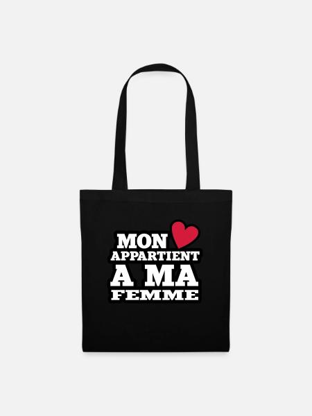mon coeur appartient à ma femme - Sac en tissu - noir