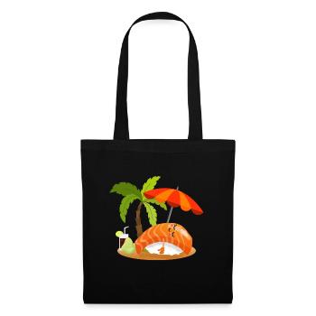 Sushi lustig Nigiri macht Urlaub chillt am Strand - Stoffbeutel - Schwarz - Vorne