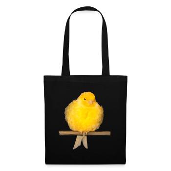 mignon canari avec des plumes jaunes - Sac en tissu - noir - Devant