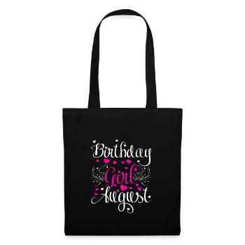 Anniversaire Fille Août - Sac en tissu - noir - Devant