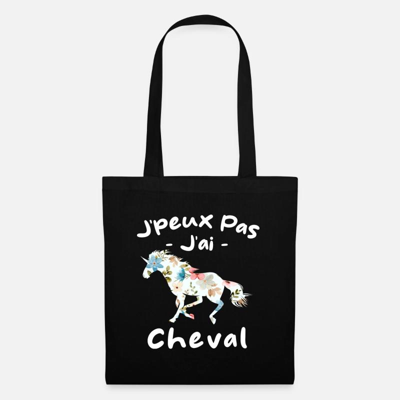j'peux pas j'ai cheval | cavalière - Sac en tissu - noir
