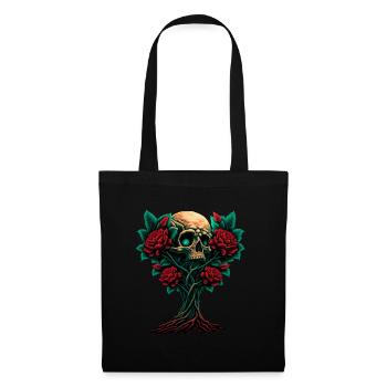 Arbre avec crâne et roses - Sac en tissu - noir - Devant