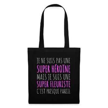 Super fleuriste humour fleuriste femme cadeau - Sac en tissu - noir - Devant