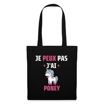 je peux pas j'ai poney - Sac en tissu - noir - Devant
