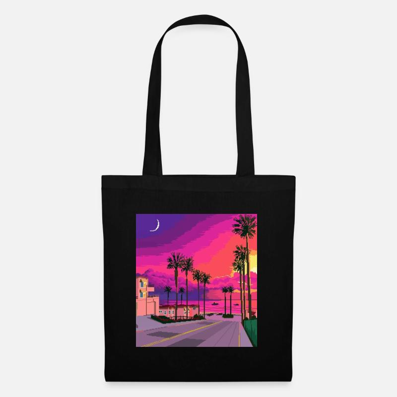Sunrise Pixelart - Stoffbeutel - Schwarz