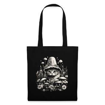 Champignons cottagecore pour chat - Sac en tissu - noir - Devant