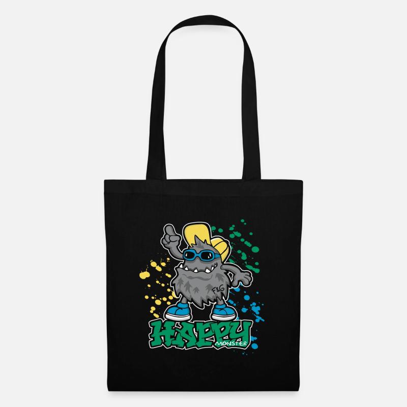 Happy Monster - Stoffbeutel - Schwarz