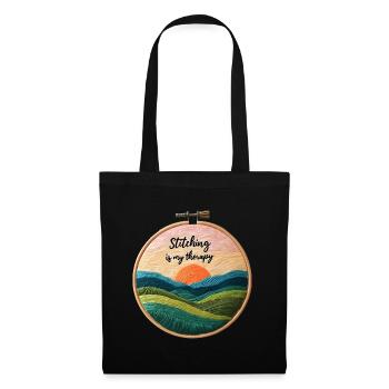 Stitching is my therapy - Embroidery Embroidery Art - Tote Bag - black - Front