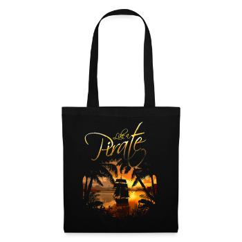 Like a Pirate Pirate Ship Sunset Palm Trees - Tote Bag - black - Front