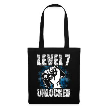 Level 7 Complete Geburtstagsgeschenk 7 Jahre Gamer - Stoffbeutel - Schwarz - Vorne