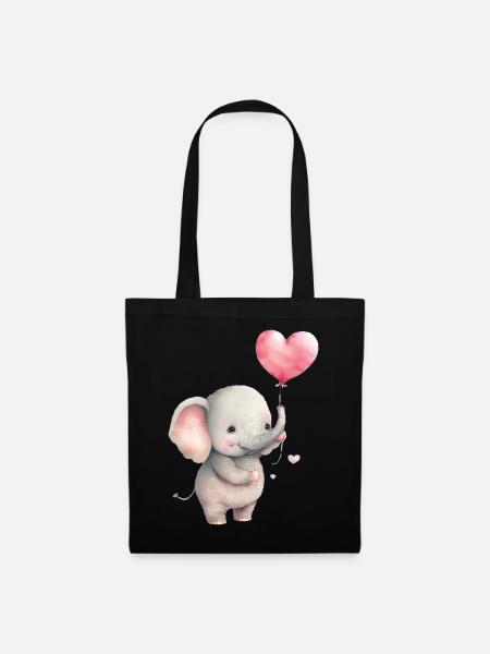 Niedlicher Elefant - Stoffbeutel - Schwarz