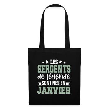 Sergent Militaire Armée Janvier Anniversaire - Sac en tissu - noir - Devant