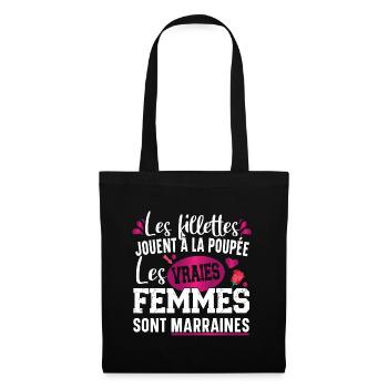 Marraine Filleul Filleul Femme Cadeau Fillette - Sac en tissu - noir - Devant