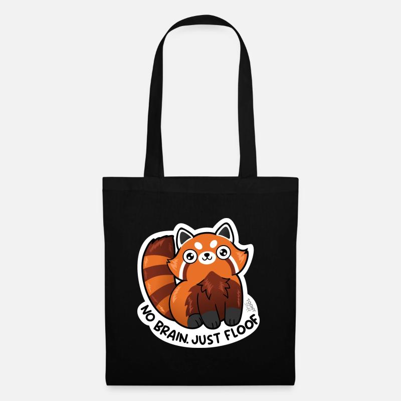 Roter Panda, No Brain just Floof - Stoffbeutel - Schwarz