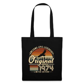 1974 Jahrgang Retro Vintage Geburstag Geschenk - Stoffbeutel - Schwarz - Vorne