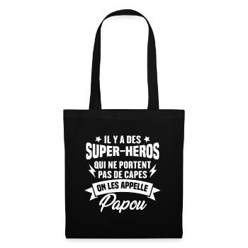 Papou super héros cadeau grand-père - Sac en tissu - noir - Devant