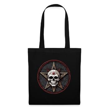 Totenkopf mit Pentagramm in Gothic Style - Stoffbeutel - Schwarz - Vorne
