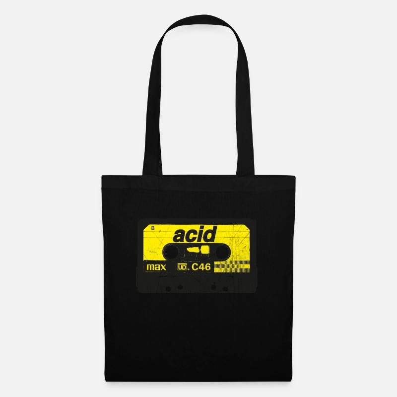 Cassette Acide Rave Vintage - Techno Synth Nerd - Sac en tissu - noir