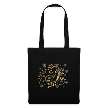 Luxuriöses goldenes Kalligraphiemonogramm mit Buchstabe A. - Stoffbeutel - Schwarz - Vorne