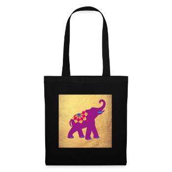 Poster Deko Yoga Elefant Mandala Indien Meditation - Stoffbeutel - Schwarz - Vorne