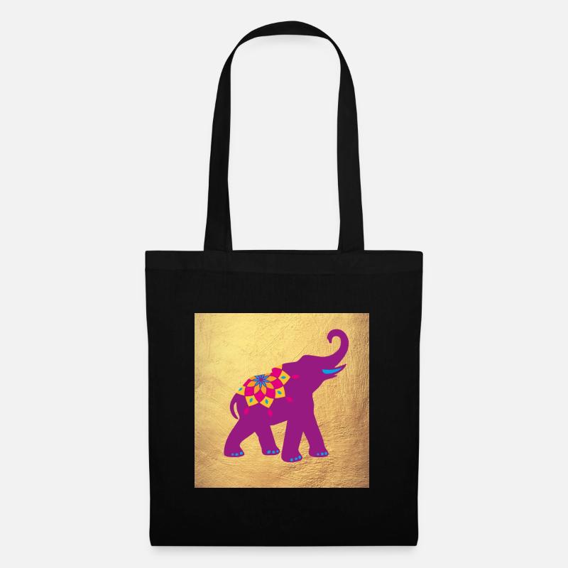 Poster Deko Yoga Elefant Mandala Indien Meditation - Stoffbeutel - Schwarz