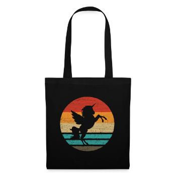 Einhorn Retro Style Vintage - Stoffbeutel - Schwarz - Vorne