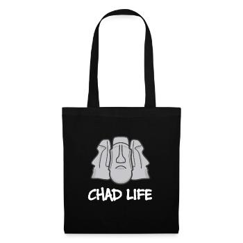 Chad Life : Giga Chad Moai Statue - Stoffbeutel - Schwarz - Vorne