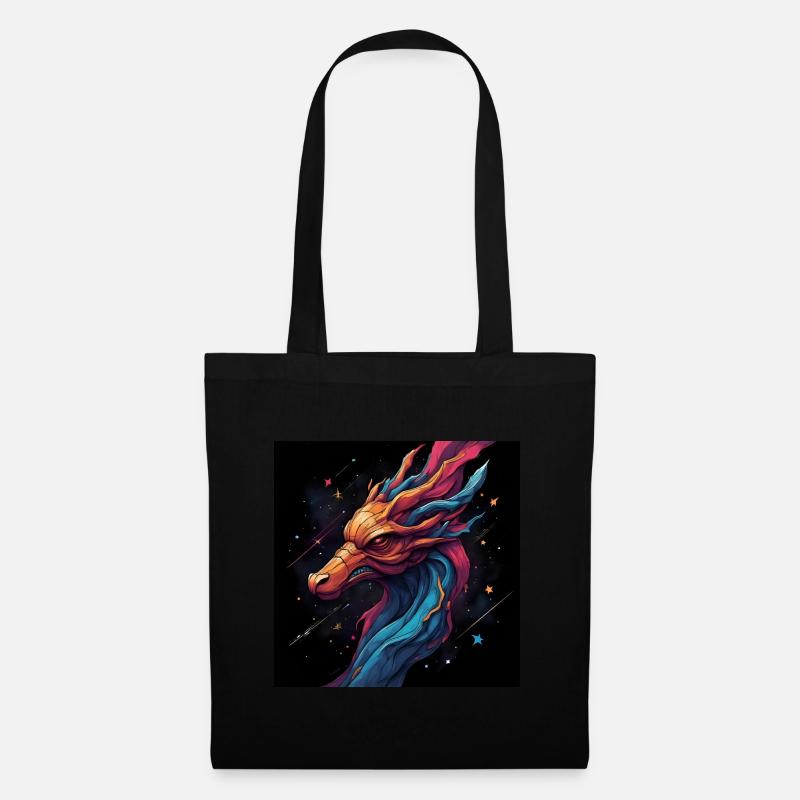 Farbenfroher Drache - Stoffbeutel - Schwarz