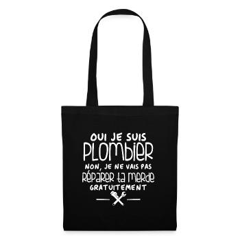 Oui je suis plombier - Sac en tissu - noir - Devant
