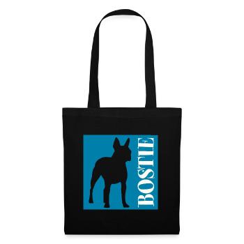 Boston Terrier Bostie Grafik mit Schriftzug - Stoffbeutel - Schwarz - Vorne