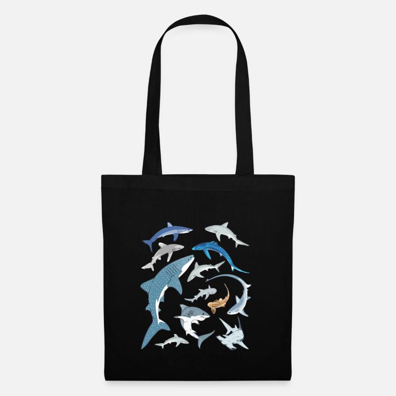 Requin bleu, requin-baleine, requin-marteau, requin requin, espèce de requin - Sac en tissu - noir