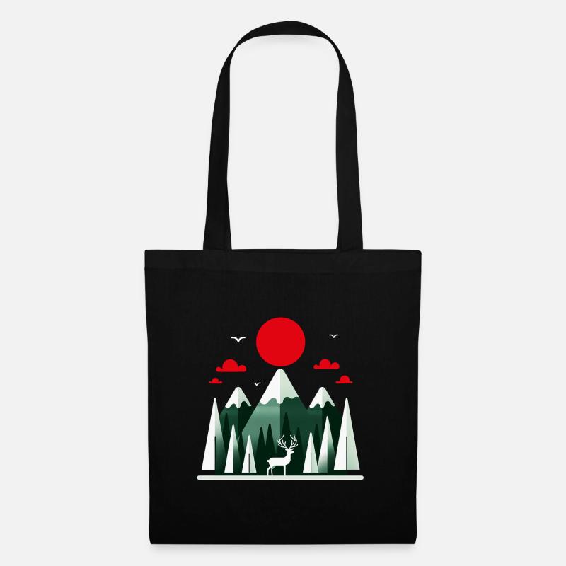 Schwarzwald Minimalistisches Wald Design - Stoffbeutel - Schwarz
