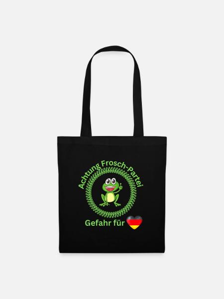 Achtung Frosch Partei Gefahr für Deutschland - Stoffbeutel - Schwarz