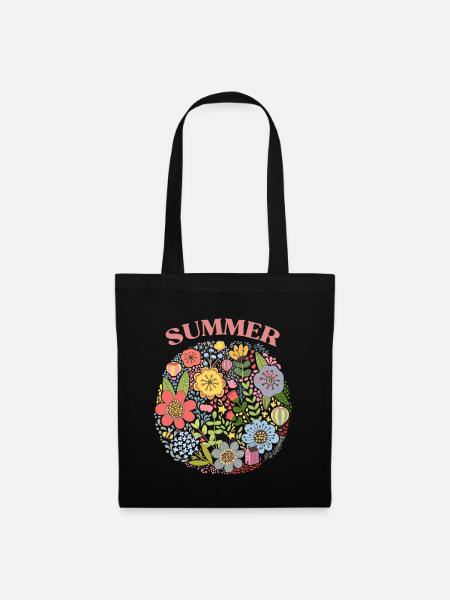 Blumensommer - Stoffbeutel - Schwarz