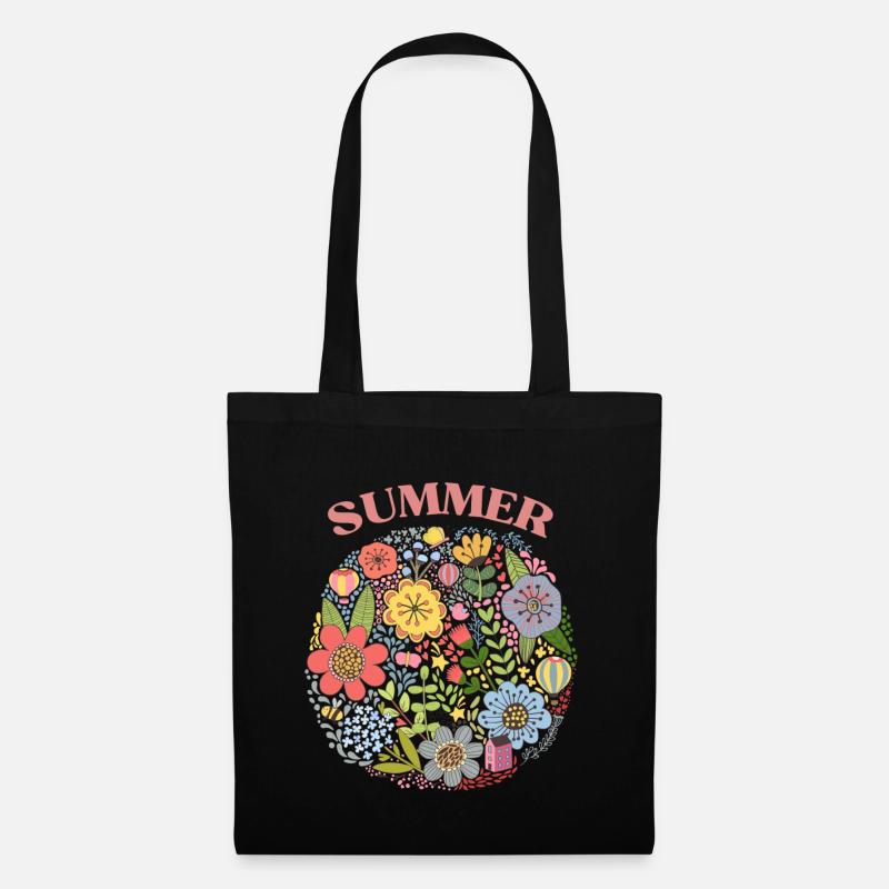 Blumensommer - Stoffbeutel - Schwarz